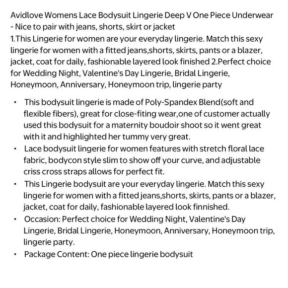 Avidlove Lace Teddy Bodysuit Size XL Purple Soft Lace Adjustable Plunge Neckline - Picture 5 of 6